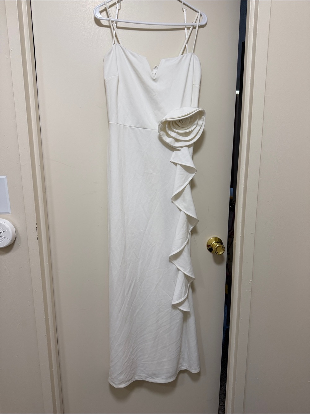 Fashion Nova Elegant White Ruffle-Detail Dress